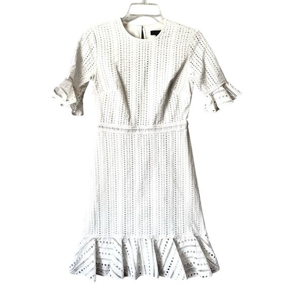 Banana Republic White Eyelet Ruffle Trim Dress Size 0  NWT - Picture 4 of 13